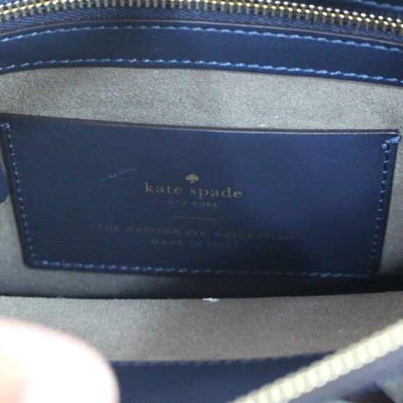 Kate Spade Madison Logan Street Handbag Large Eloisa Navy Leather Crossbody Bag - Picture 8 of 8